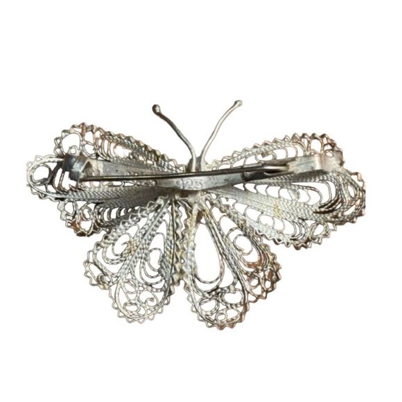 Vintage Filigree Butterfly Brooch 800 Silver Vermeil Pin Collectable - Picture 1 of 6